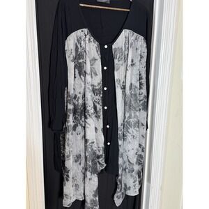 One Cue Artsy Pullover Top Sheer Gauzy Art to Wear Boho Beachy Lagenlook 3XL